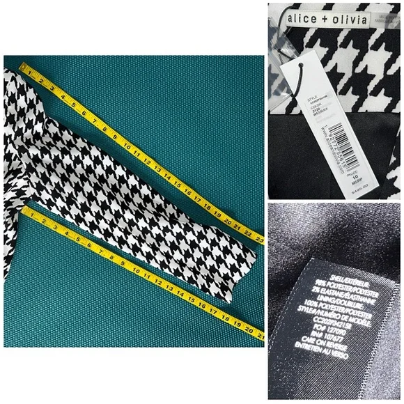 Alice + Olivia Breann Houndstooth Black White Fitted Blazer Jacket - Picture 16 of 17